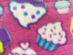 Polar Fleece Print Fabric - Cupcakes on Pink
