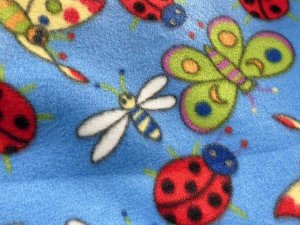 Polar Fleece Print Fabric - Happy Bugs on Blue