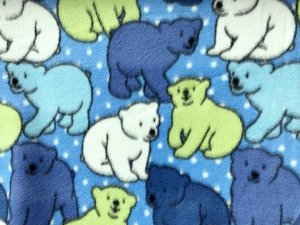 Polar Fleece Print Fabric - Polar Bears on Blue