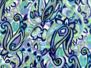 Polar Fleece Print Fabric - Blue and Green Paisley