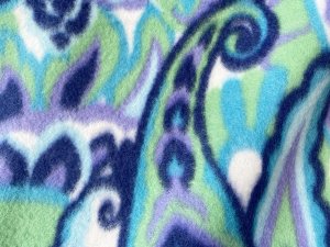 Polar Fleece Print Fabric - Blue and Green Paisley