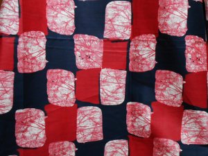 African Print Cotton Fabric - Red Blocks #10