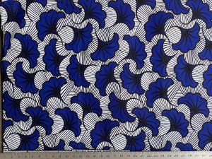 African Wax Print Cotton Fabric - Blue Fanning Flora #311533