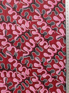 African Wax Print Cotton Fabric - Joyous Print Red-Black-Pink