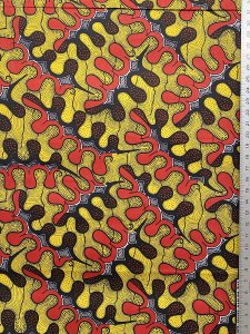 African Wax Print Cotton Fabric - Joyous Print Red-Black-Yellow