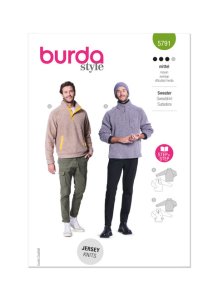 Burda 5791 - Men's Top with Stand-up Collar and Zip Sewing Pattern