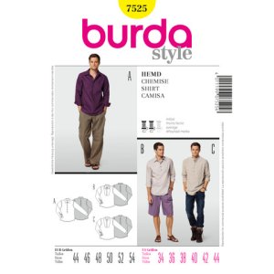Burda 7525 - Men's Multi-Design Shirt Sewing Pattern