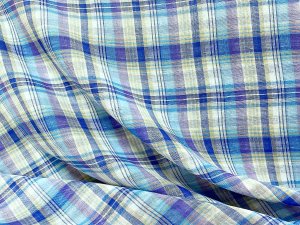 Beachcomber Reversible Cotton Gauze Fabric - Color combo 04 Blue + White