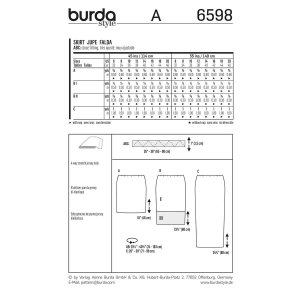 Burda 6598 - Very Easy Knit Skirt Sewing Pattern