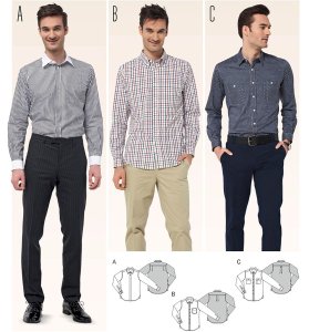 Burda #6874 - Burda Style Men's Shirts Sewing Pattern