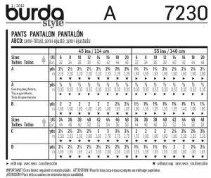 Burda 7230 - Super Easy Unisex Casual Pant Sewing Pattern