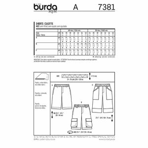 Burda 7381 - Men's Youthful Shorts Sewing Pattern