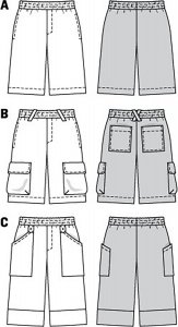 Burda 7381 - Men's Youthful Shorts Sewing Pattern