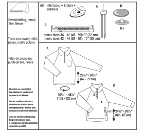 Burda 5791 - Men's Top with Stand-up Collar and Zip Sewing Pattern
