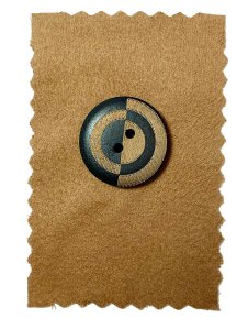 Clothing Button - Wood - Camel and Black Semi-circles - 3 pk