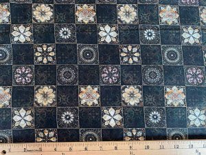 Quilting Cotton Print Fabric - Checkmate Medallions Black