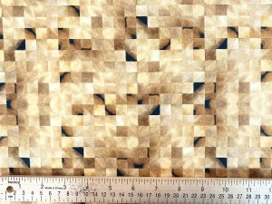 Quilting Cotton Print Fabric - Checkmate Square Inlay Tan