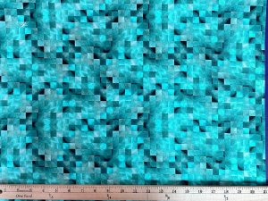 Quilting Cotton Print Fabric - Checkmate Square Inlay Blue