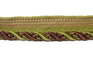 Twisted Cord with Lip #318 - For Home Decor and Upholstery - Green with Brown