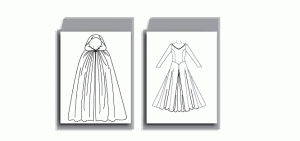Butterick 4377 Flat Pattern Drawings - Medieval Dress Costume Sewing Pattern