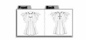 Butterick 4571 Flat Pattern Drawings - Medieval Dress Costume Sewing Pattern