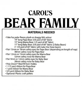 Carol's Zoo - Bear Family ***Temporarily Out of Stock***