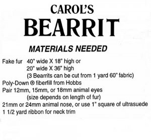 Carol's Zoo Bearrit pattern