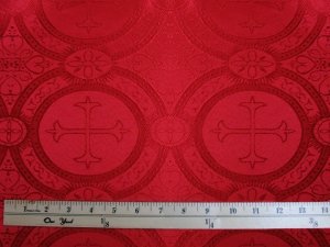 Wholesale Church Brocade - Red, view with ruler