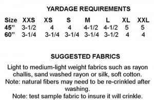 L.J.Designs 717 Ultimate Broomstick Skirt pattern yardage chart