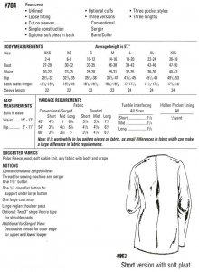 LJ Designs #784 yardage chartL.J. Designs #784 - SophistiCoat Sewing Pattern