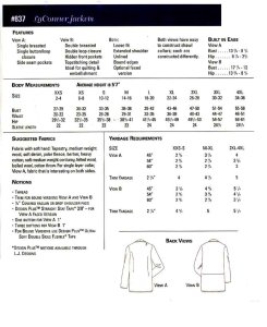 LJ Designs #837 yardage chart