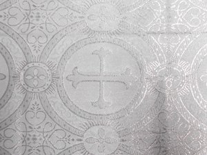 Metallic Church Brocade - White-Silver