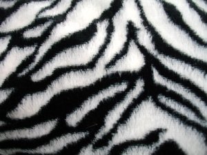 Minky Animal Print Fur Fabric - Zebra close up view