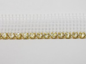 Rhinestone Banding - White Net, Gold/Crystal 1 Row