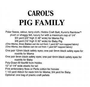Carol's Zoo Pig Family pattern