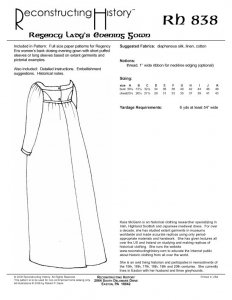 Reconstructing History Pattern #RH838 - Regency Evening Dress sewing pattern