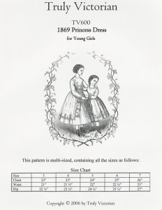 Truly Victorian #600 - 1869 Princess Dress for Young Girls