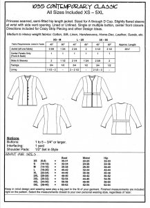 Dana Marie 1035 Contemporary Classic pattern yardage chart