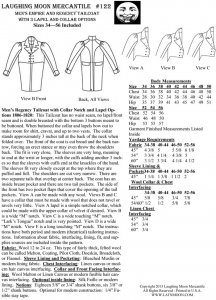Laughing Moon #122 - Men's Regency Double-Breasted Tailcoat with Collar Notch and Lapel Options Sewing Pattern