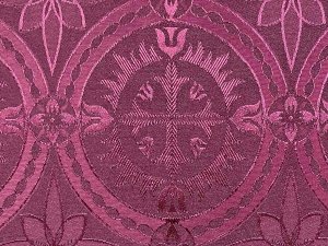 Damascene Church Brocade Fabric - Wine