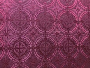 Damascene Church Brocade Fabric - Wine