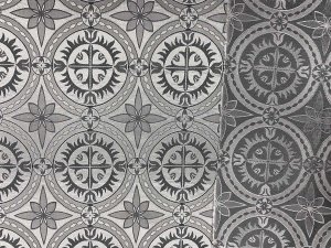 Damascene Church Brocade Fabric - Silver