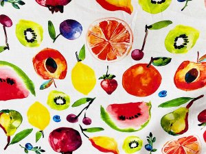 Digital Cotton Lawn Print Fabric - Fruit Tossed