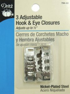 Dritz #784-65 Adjustable Hook & Eye Closures - Silver - 3 Count
