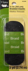 Dritz #9330B - Braided Elastic - 1/4" Black