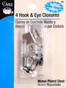 Dritz #86 No-Sew Hook & Eye Closures, 4 Count Silver