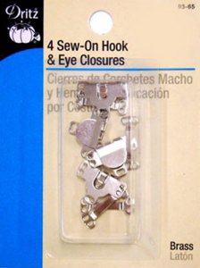 Dritz #93-65 Sew On Hook & Eye Closures, 4 Count Silver