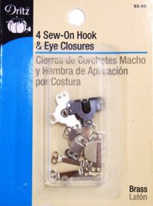 Dritz #93-66 -  Sew On Hook & Eye Closures, 4 Count Black and Silver