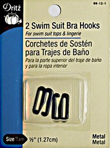 Dritz- Swim Suit Bra Hooks #99-12-1  - Black , 1/2"
