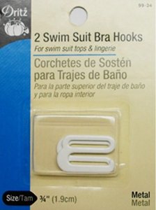 Dritz #99-34- Swim Suit Bra Hooks -  White, 3/4"